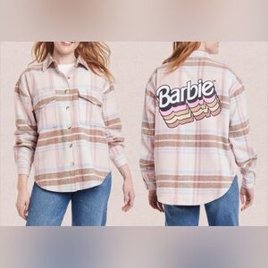 Barbie Pink and Brown Plaid Shacket